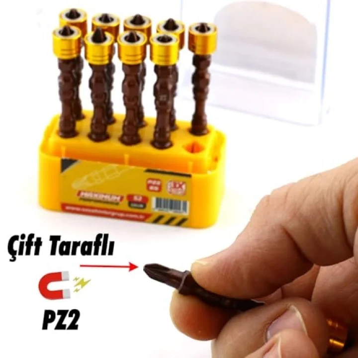 Mıknatıslı PZ2 Bits Uç 10 Adet 65 mm Renkli Vida Tutucu Sökme Yıldız Matkap Vidalama Ucu S2 Çeliği