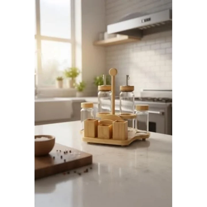 Mima - Peçetelik Ve Baharatlıklı 2li Yağdanlık Büyük