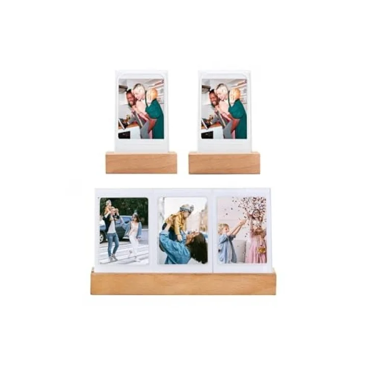 mini Ahşap Işıklı 5li Fotoğraf Çerçeve Seti