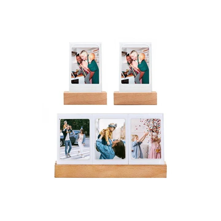 mini Ahşap Işıklı 5li Fotoğraf Çerçeve Seti
