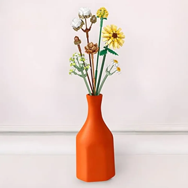 Mini bloklar çiçek buketi yapı setleri, yapay çiçekler, yapı taşları, dekorasyon, ev, 646 adet, yetişkinler için botanik koleksiyonu (pamuk/çam kozalakları/Gerbera/Craspedia)
