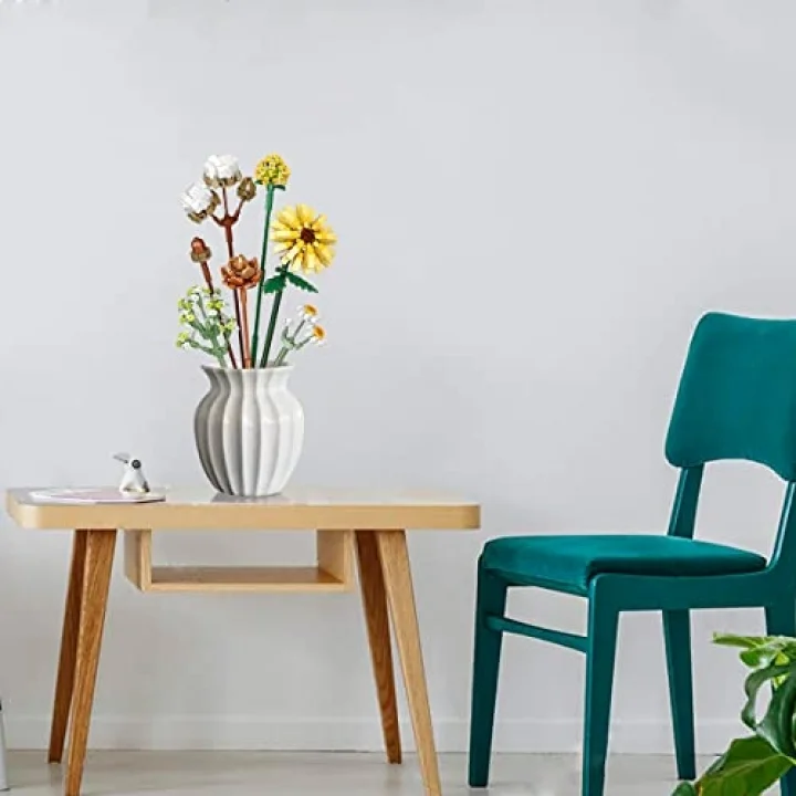 Mini bloklar çiçek buketi yapı setleri, yapay çiçekler, yapı taşları, dekorasyon, ev, 646 adet, yetişkinler için botanik koleksiyonu (pamuk/çam kozalakları/Gerbera/Craspedia)