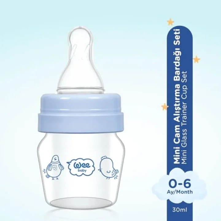 Mini Cam Alıştırma Bardağı Seti 30 ml - Mavi