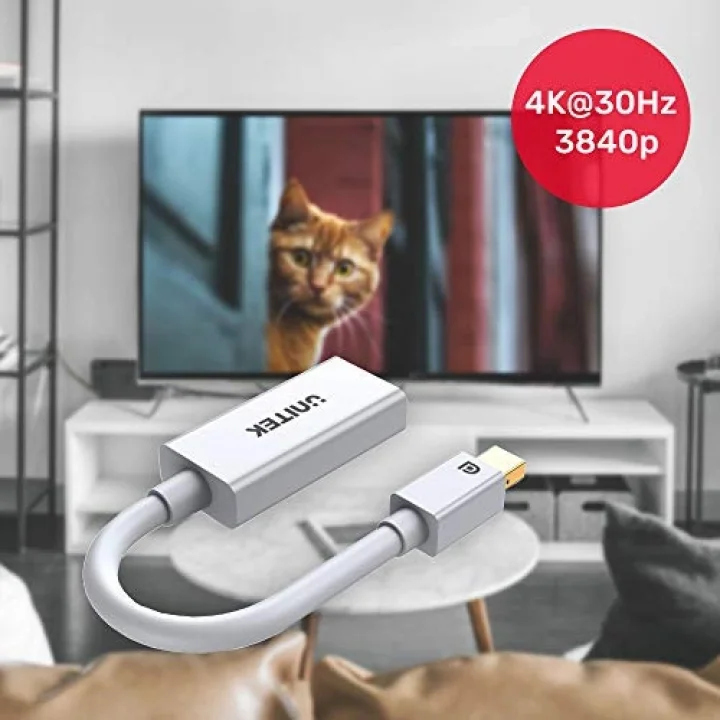 Mini DisplayPort HDMI adaptörü - Thunderbolt 1/2 (Mini DP) HDMI 1.4 soket adaptörü sinyal dönüştürücü │ 4K, 20 cm kablo, beyaz │ Macbook Air, Pro, iMac, Lenovo Thinkpad vb. ile uyumlu