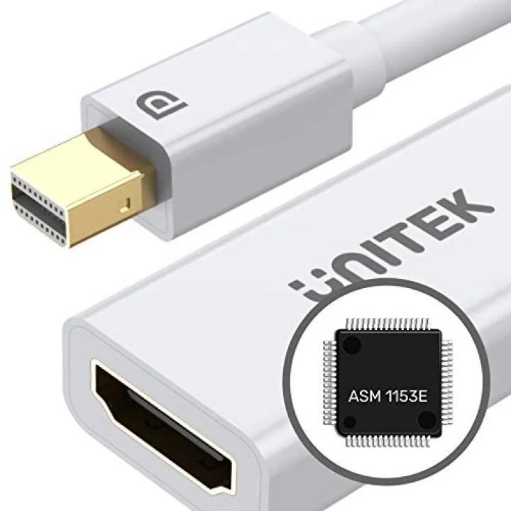 Mini DisplayPort HDMI adaptörü - Thunderbolt 1/2 (Mini DP) HDMI 1.4 soket adaptörü sinyal dönüştürücü │ 4K, 20 cm kablo, beyaz │ Macbook Air, Pro, iMac, Lenovo Thinkpad vb. ile uyumlu