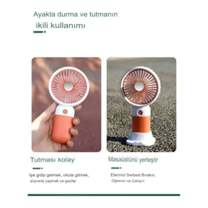 Mini Fan Masaüstü Taşınabilir Telefon Stantlı Vantilatör 2 Özellik Bir Arada Taşınabilir Masaüstü Vantilatör Yüksek Hızlı Asorti Renk 1 Adet