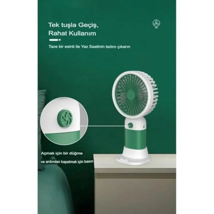 Mini Fan Masaüstü Taşınabilir Telefon Stantlı Vantilatör 2 Özellik Bir Arada Taşınabilir Masaüstü Vantilatör Yüksek Hızlı Asorti Renk 1 Adet