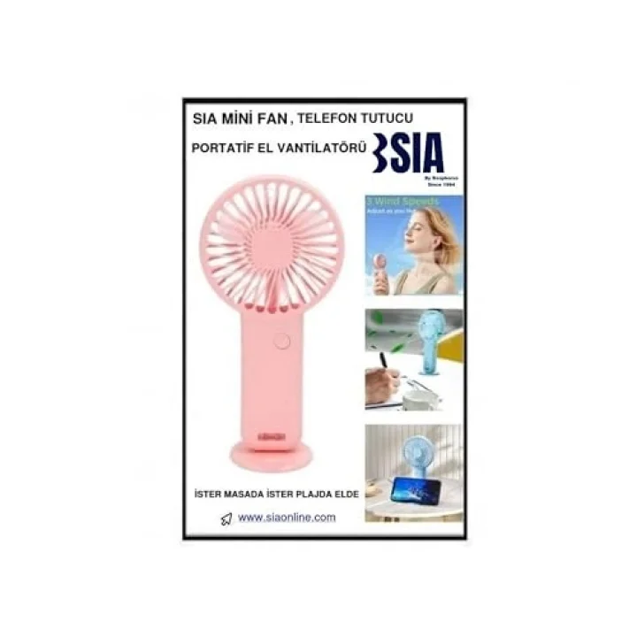 MİNİ FAN,TELEFON TUTUCU,PORTATİF EL VANTİLATÖRÜ PEMBE 9,3x19cm (beyaz)