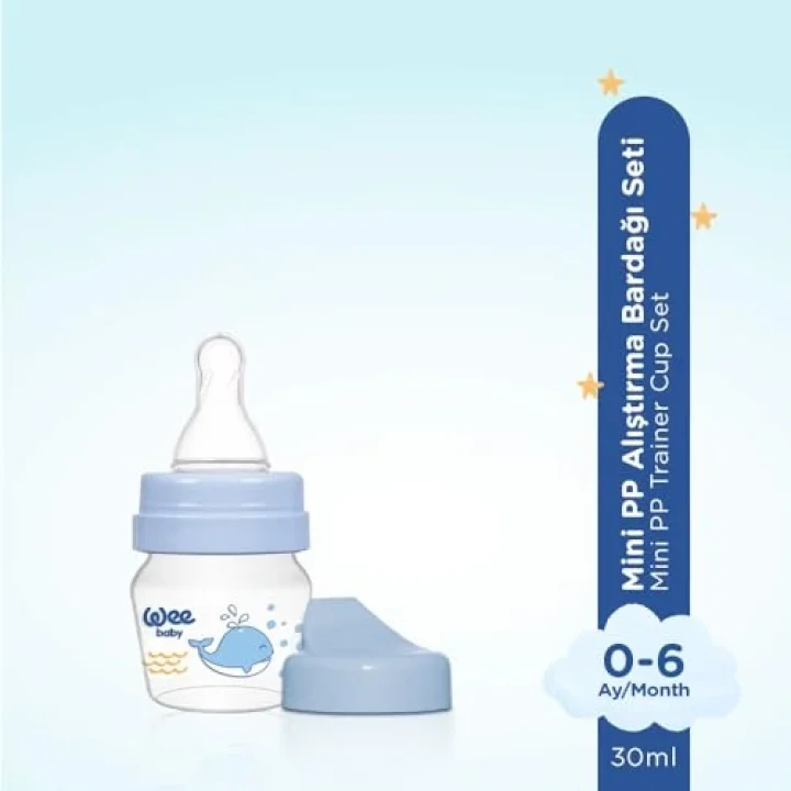 Mini PP Alıştırma Bardağı Seti 30 ml - MAVİ