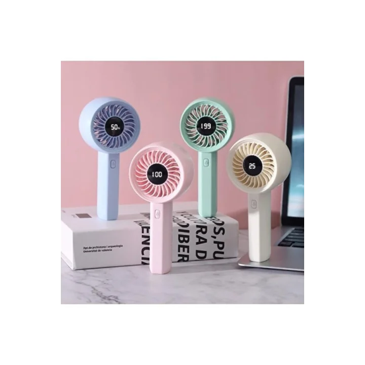 Mini Taşınabilir Şarjlı Led Göstergeli El Fanı Beyaz ZB162B