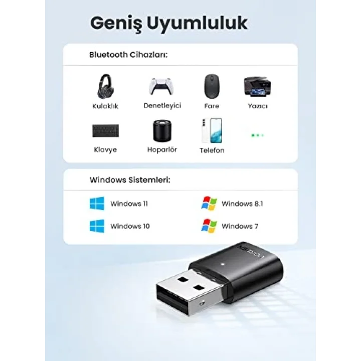 Mini USB Dongle Bluetooth 5.0 Adaptör Siyah