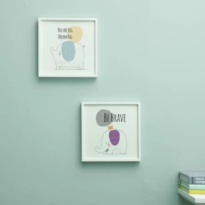 Minimal Fil Tasarımlı Bebek Odası Çerçeve – 20x20 cm | Modern, Sevimli Duvar Dekoru