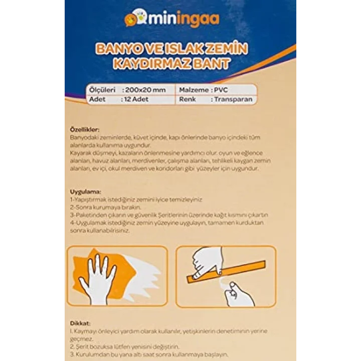 Miningaa BAS001 Banyo Ve Islak Zemin Kaydırmaz Bant (Şeffaf)