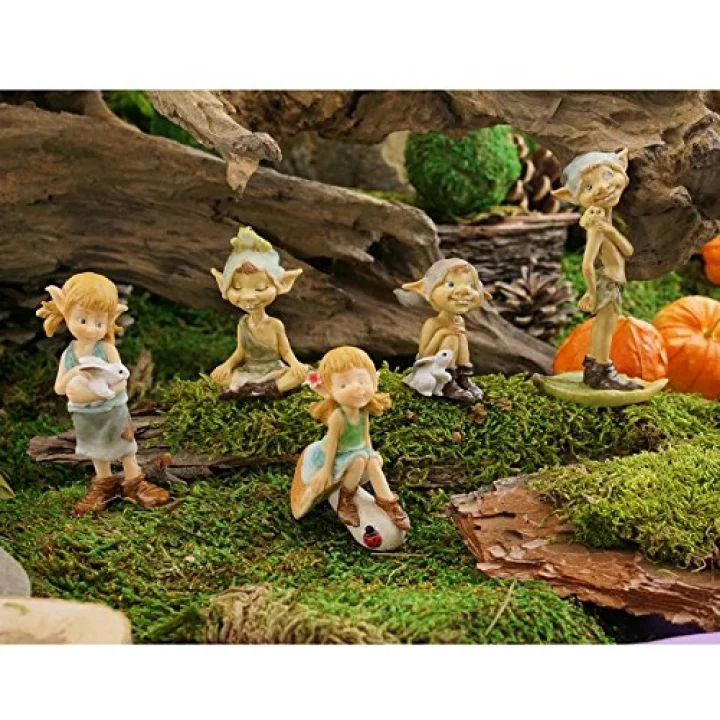 Minyatür Peri Bahçesi ve Baykuş Heykelcikli Teraryum Pixie, Tan, Yeşil