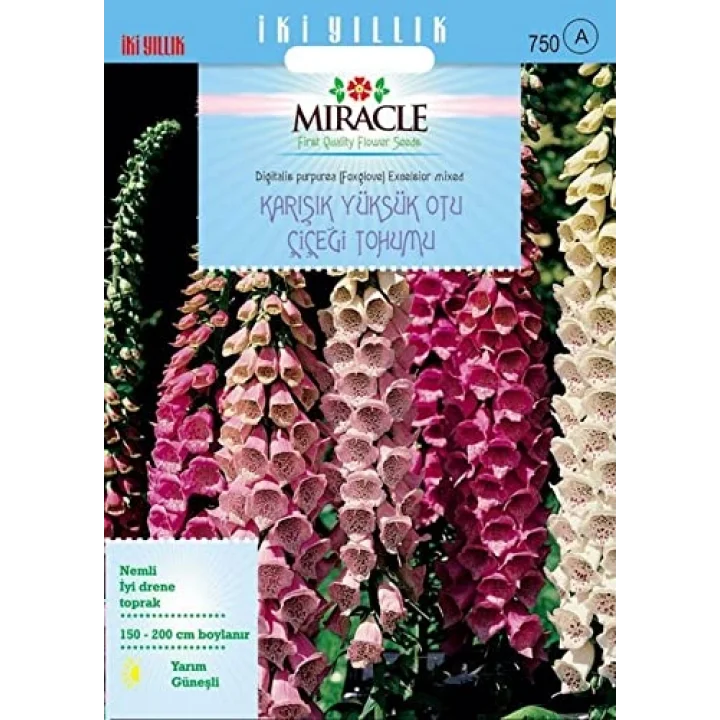 Miracle Excelsior Mixed Karışık Renkli Yüksükotu Çiçeği Tohumu (700 tohum)