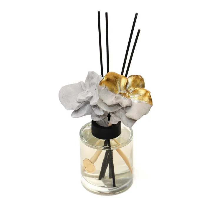 MİSSİ 200 ml Gold-Gri Seramik Taş Bambu Çubuklu Black Orchid Oda Kokusu