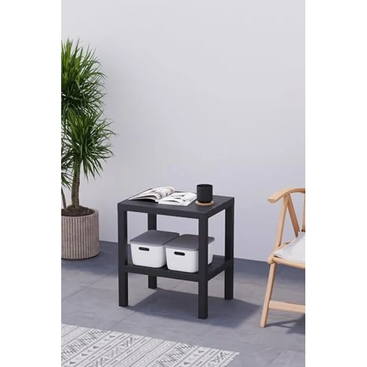 Mithra Life 2 Katlı Plastik Siyah Banyo Mutfak Rafı MIT1055