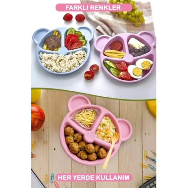 Mithra Life 3 Bölmeli Pembe Bebek Çocuk Yemek Mama Tabağı