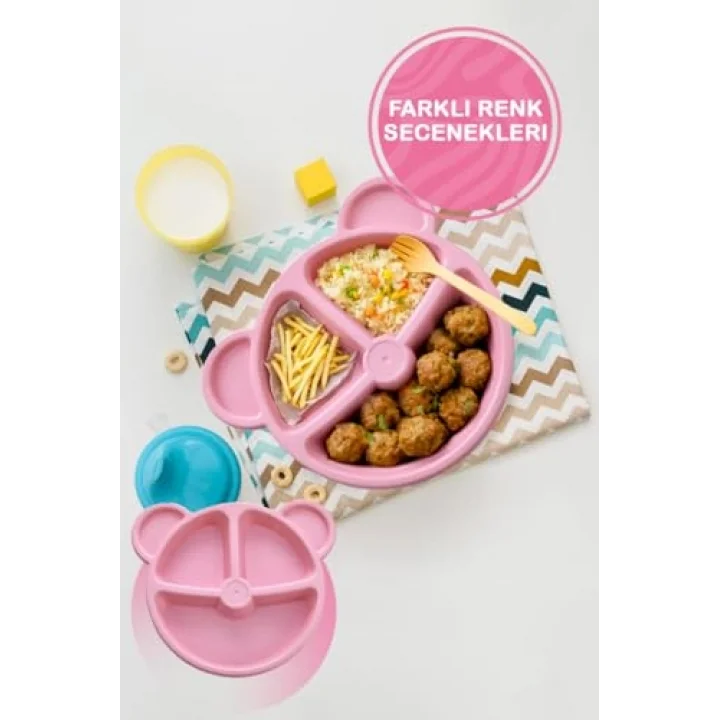 Mithra Life 3 Bölmeli Pembe Bebek Çocuk Yemek Mama Tabağı