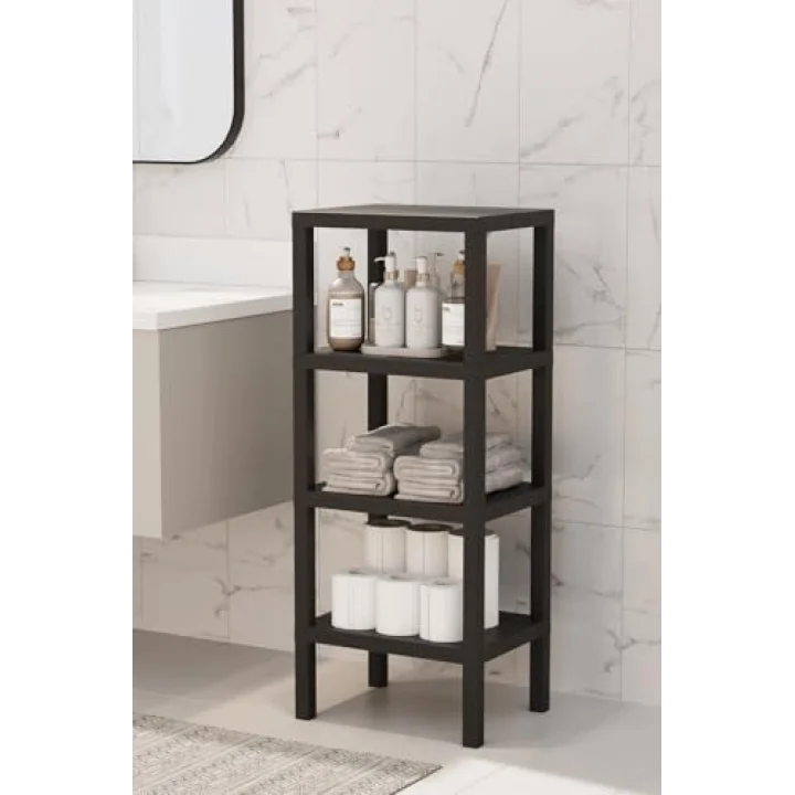 Mithra Life 4 Katlı Plastik Siyah Banyo Mutfak Rafı MIT1050
