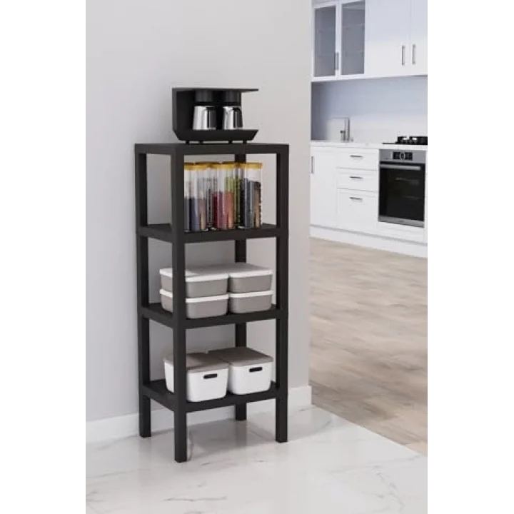 Mithra Life 4 Katlı Plastik Siyah Banyo Mutfak Rafı MIT1050