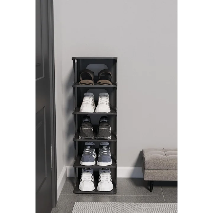 Mithra Life 5 Katlı Plastik Siyah Ayakkabı Rafı MIT1275