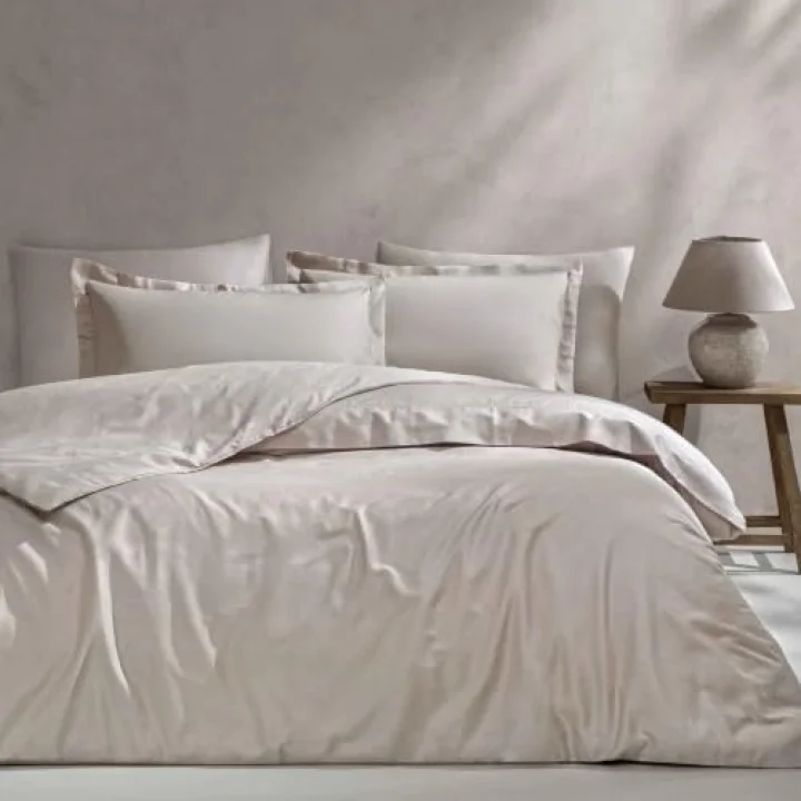 Mix&Match Pamuk Tek Kişilik Saten Nevresim Kılıfı Taş