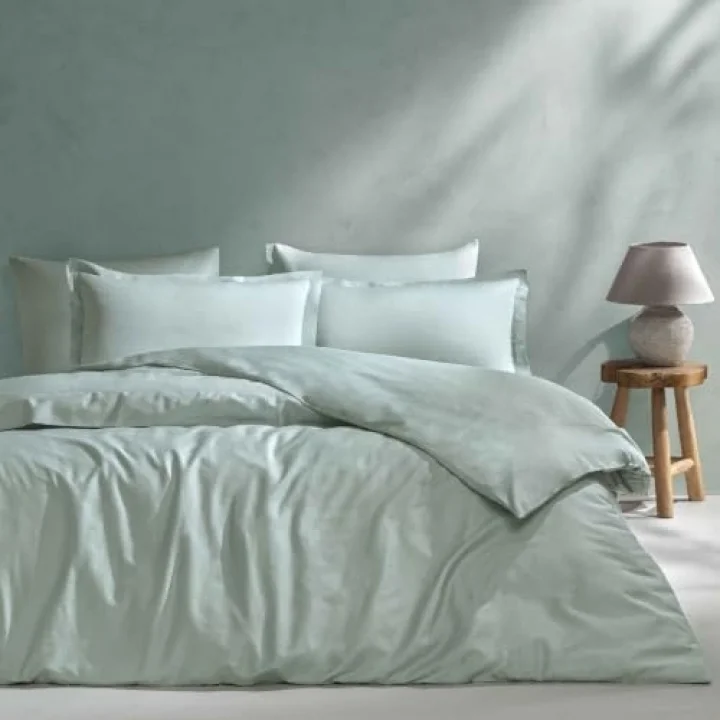 Mix&Match Pamuk Tek Kişilik Saten Nevresim Kılıfı Yeşil