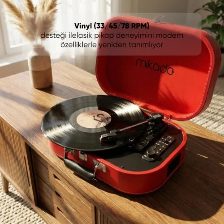 MN-101 Pikap Usb+RCA+Bluetooth Destekli Müzik Kutusu, Kırmızı