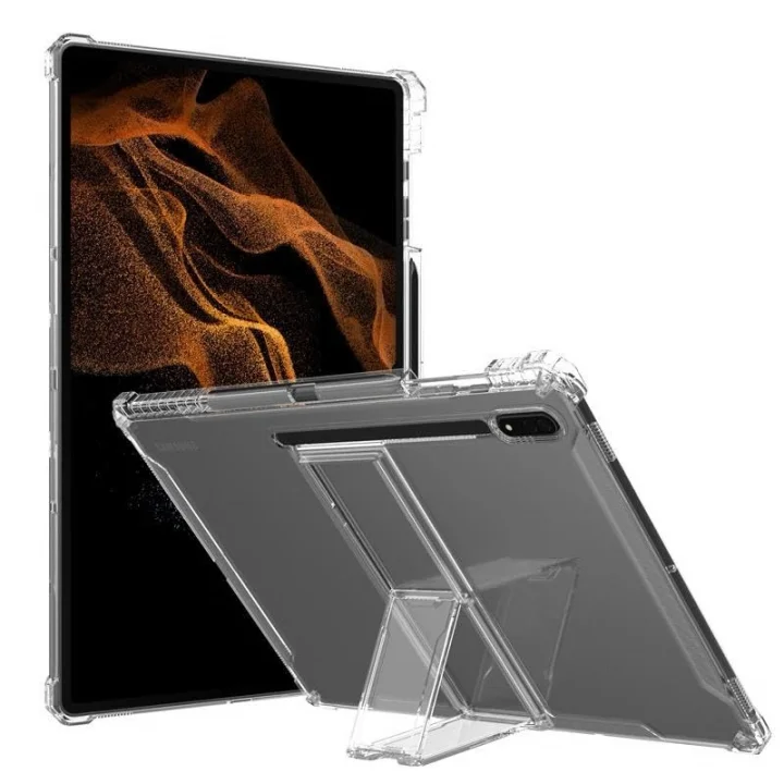 MobaxAksesuar Samsung Galaxy Tab S10 FE/S10/S9 FE/S9/S7-S8 ile uyumlu Kılıf Darbelere Dayanıklı Şeffaf Kapak (12.4inçDeğildir) Siyah