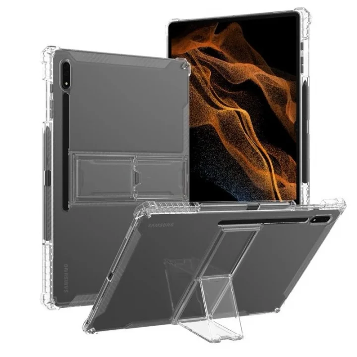 MobaxAksesuar Samsung Galaxy Tab S10 FE/S10/S9 FE/S9/S7-S8 ile uyumlu Kılıf Darbelere Dayanıklı Şeffaf Kapak (12.4inçDeğildir) Siyah