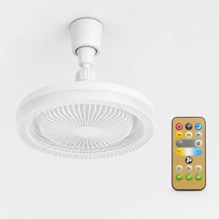 Modern Kristal Tasarım Lambalı Tavan Vantilatörü, Uzaktan Kumandalı, E27 Duy, Sessiz Fanlı Tavan Lambası, 3 Kademe Hız Ayarlı, 3 Renk LED Aydınlatmalı, Enerji Tasarruflu Fan, Zaman Ayarlı
