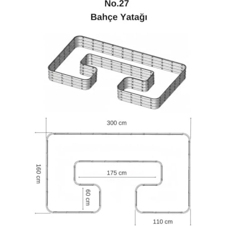 Modüler Yükseltilmiş Bahçe Sebze Yatağı No:27 (300X165) Bej