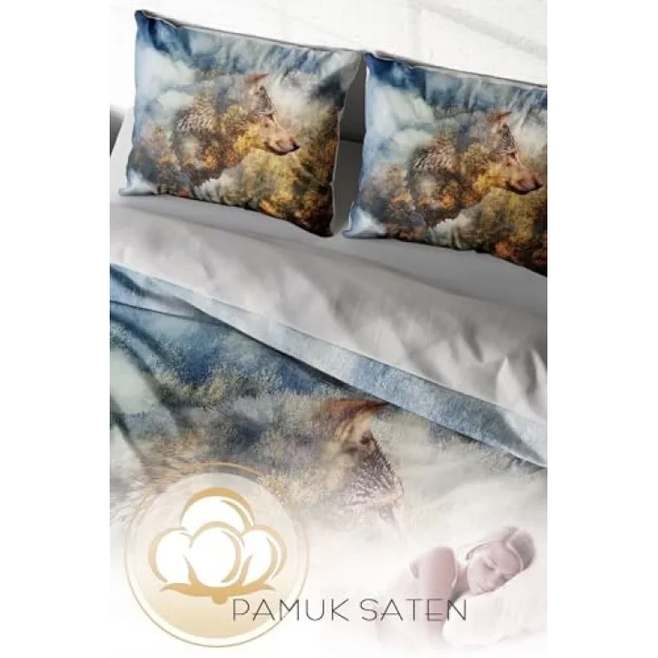 MONOHOME Wolfface 3D Çift Kişilik Nevresim Takımı, monohome4852