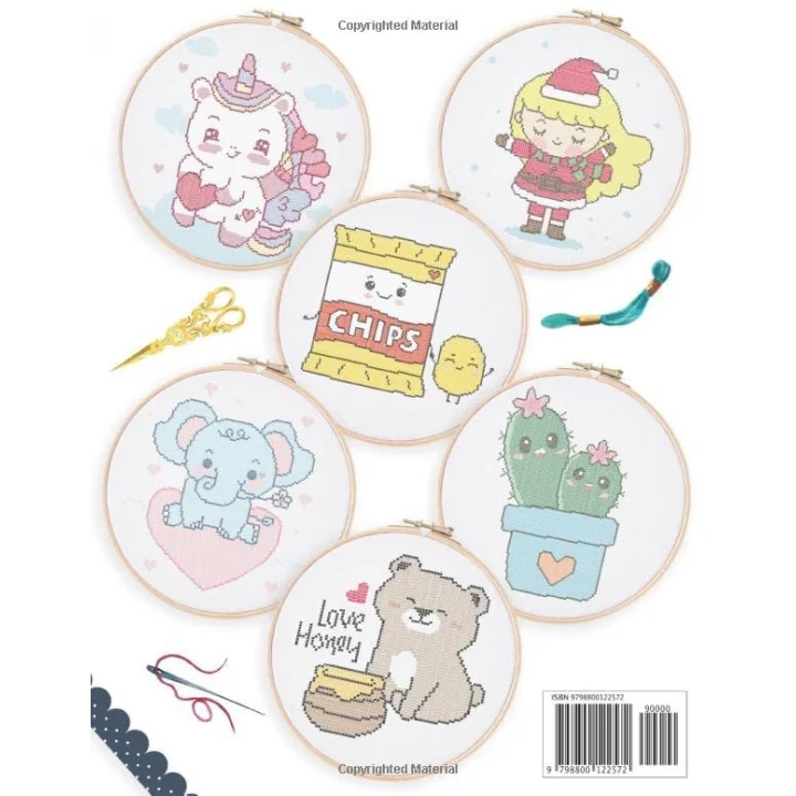 More than 101 Kawaii Cross Stitch Patterns: Modern Counted Cross Stitch Patterns, Easy Cute Designs for Beginners, Themes (Animals, Creatures (Real ... Valentine, Halloween, Drinks and Food…)