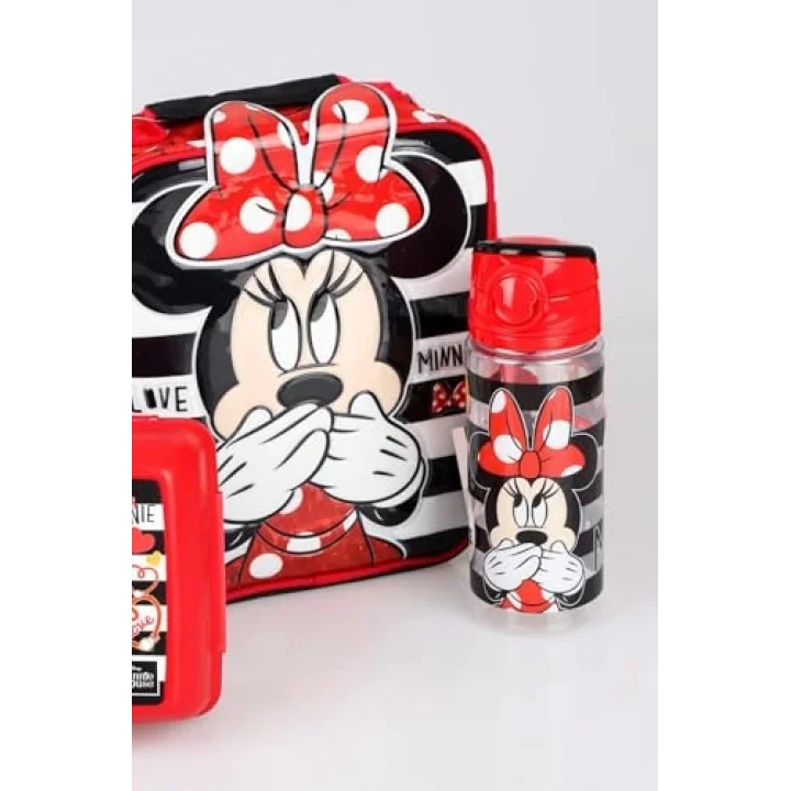 Mouse Lisanslı Beslenme Çantası, Beslenme Kutusu ve 500 ml Tritan Matara Seti, Kırmızı