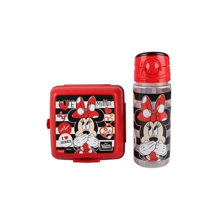 Mouse Lisanslı Beslenme Kabı ve Tritan Matara 500 ml Beslenme Seti, Kırmızı