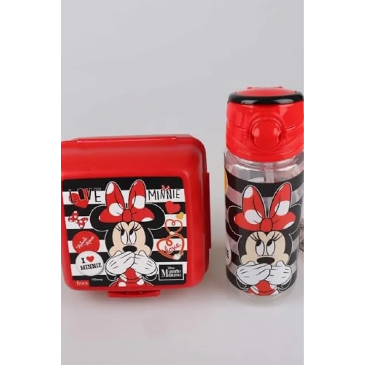 Mouse Lisanslı Beslenme Kabı ve Tritan Matara 500 ml Beslenme Seti, Kırmızı