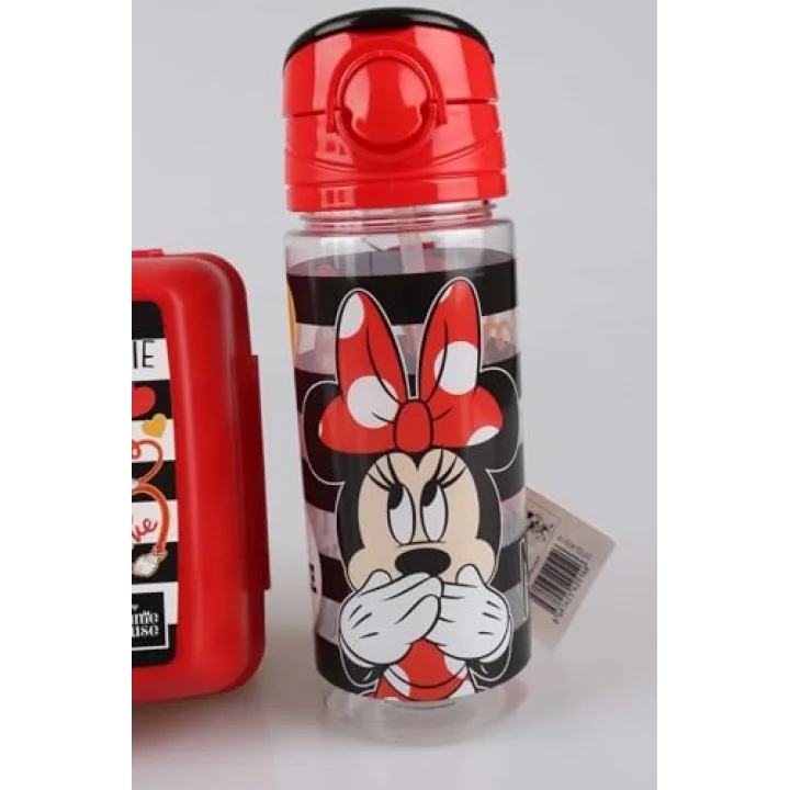 Mouse Lisanslı Beslenme Kabı ve Tritan Matara 500 ml Beslenme Seti, Kırmızı