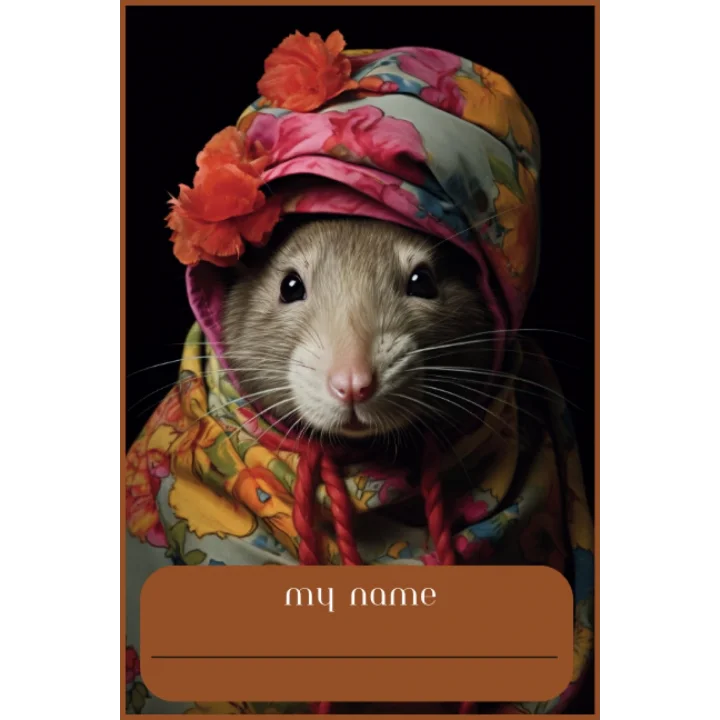 mouse note book cute mouse, mouse wearing a hat note book