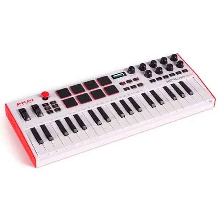 MPK Mini Plus - USB MIDI Klavye Controller, 37 Mini Tuş, 8 MPC Pedi, Sıralayıcı, MIDI/CV/Gate G/Ç, Müzik Prodüksiyon Yazılımı Dahil, Beyaz Sınırlı Sürüm