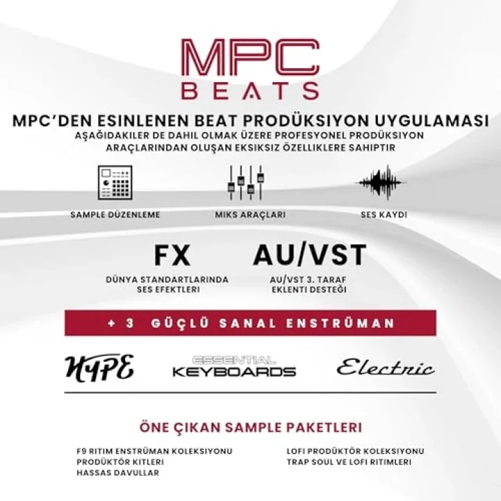 MPK Mini Plus - USB MIDI Klavye Controller, 37 Mini Tuş, 8 MPC Pedi, Sıralayıcı, MIDI/CV/Gate G/Ç, Müzik Prodüksiyon Yazılımı Dahil, Beyaz Sınırlı Sürüm