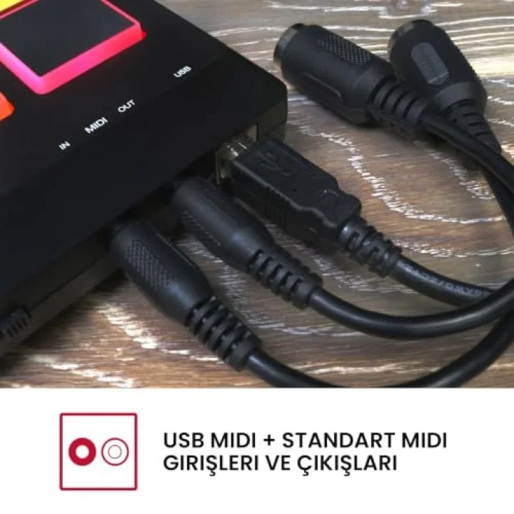 MPX8 - Sample Pad Controller 8 Performansa Hazır Hıza Duyarlı Pedli, MIDI Bağlantısı ve Yerleşik SD Kart Yuvasına Sahip Taşınabilir Örnek, Siyah