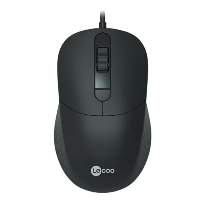 MS102 USB Kablolu 2400DPI 4 Tuşlu Mouse -Sessiz PC, Mac, Dizüstü Bilgisayar için, Windows, Linux ve Mac ile Uyumlu Sağ ve Sol Elle Kullanıma Uygun, 99gr Hafif Optik Mouse Siyah