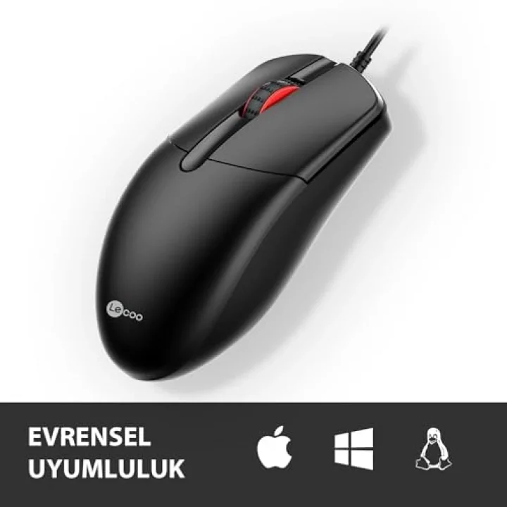 MS103 USB Kablolu 1000DPI 3 Tuşlu PC, Mac, Dizüstü Bilgisayar ile Uyumlu Optik Mouse Siyah