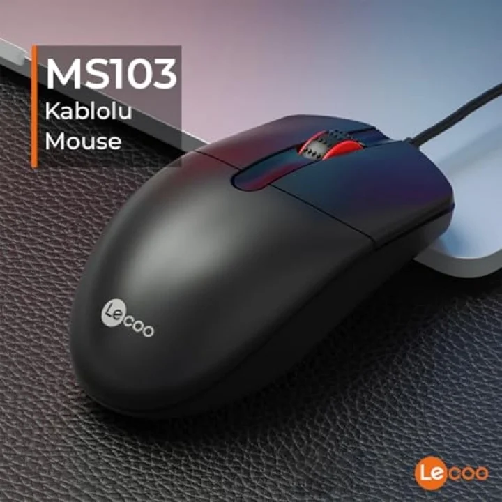 MS103 USB Kablolu 1000DPI 3 Tuşlu PC, Mac, Dizüstü Bilgisayar ile Uyumlu Optik Mouse Siyah
