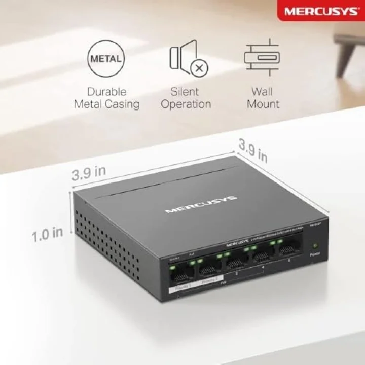 MS105GP, 5-Port Gigabit Desktop Switch with 4-Port PoE+