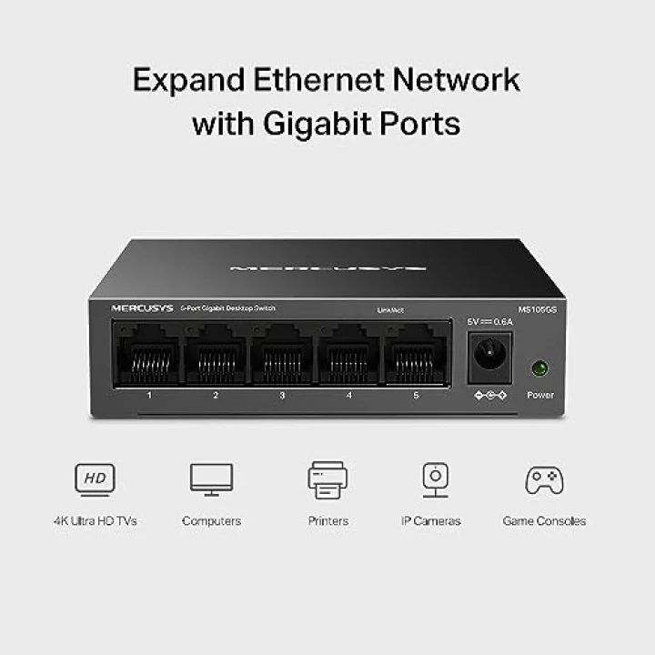 MS105GS, 5-Port Gigabit Desktop Switch