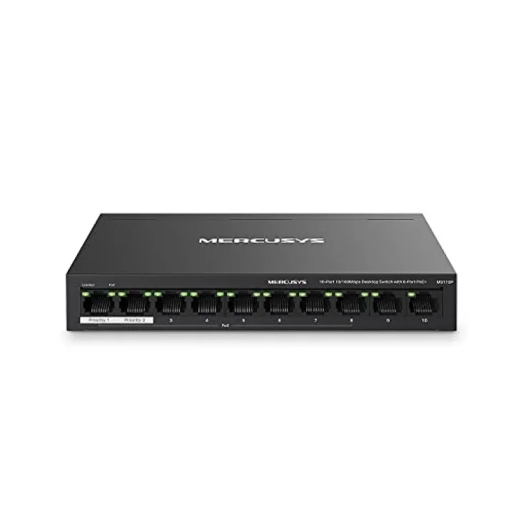MS110P, 10-Port 10/100Mbps Desktop Switch with 8-Port PoE+