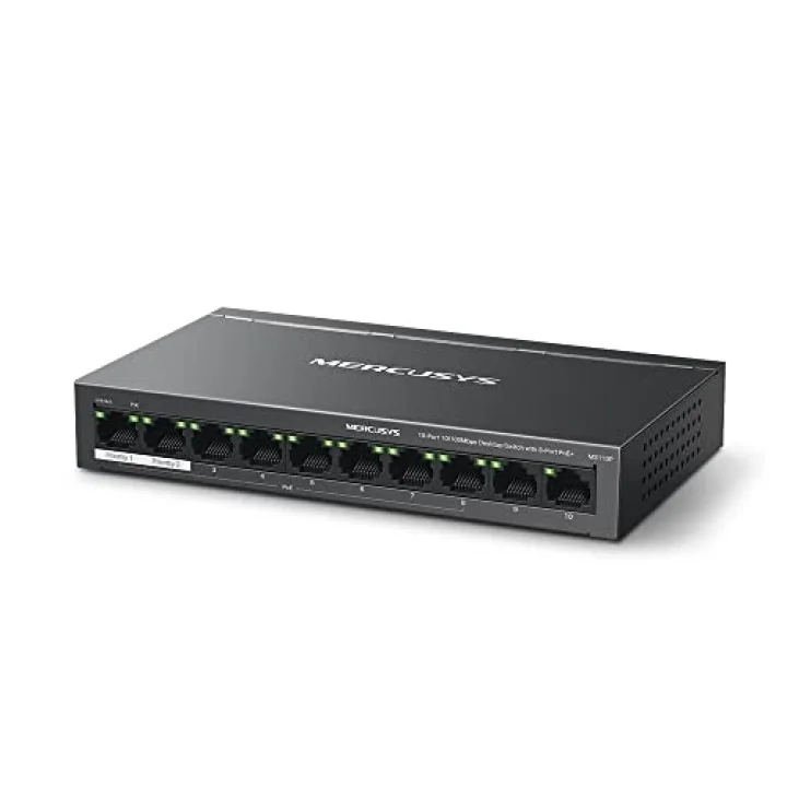 MS110P, 10-Port 10/100Mbps Desktop Switch with 8-Port PoE+